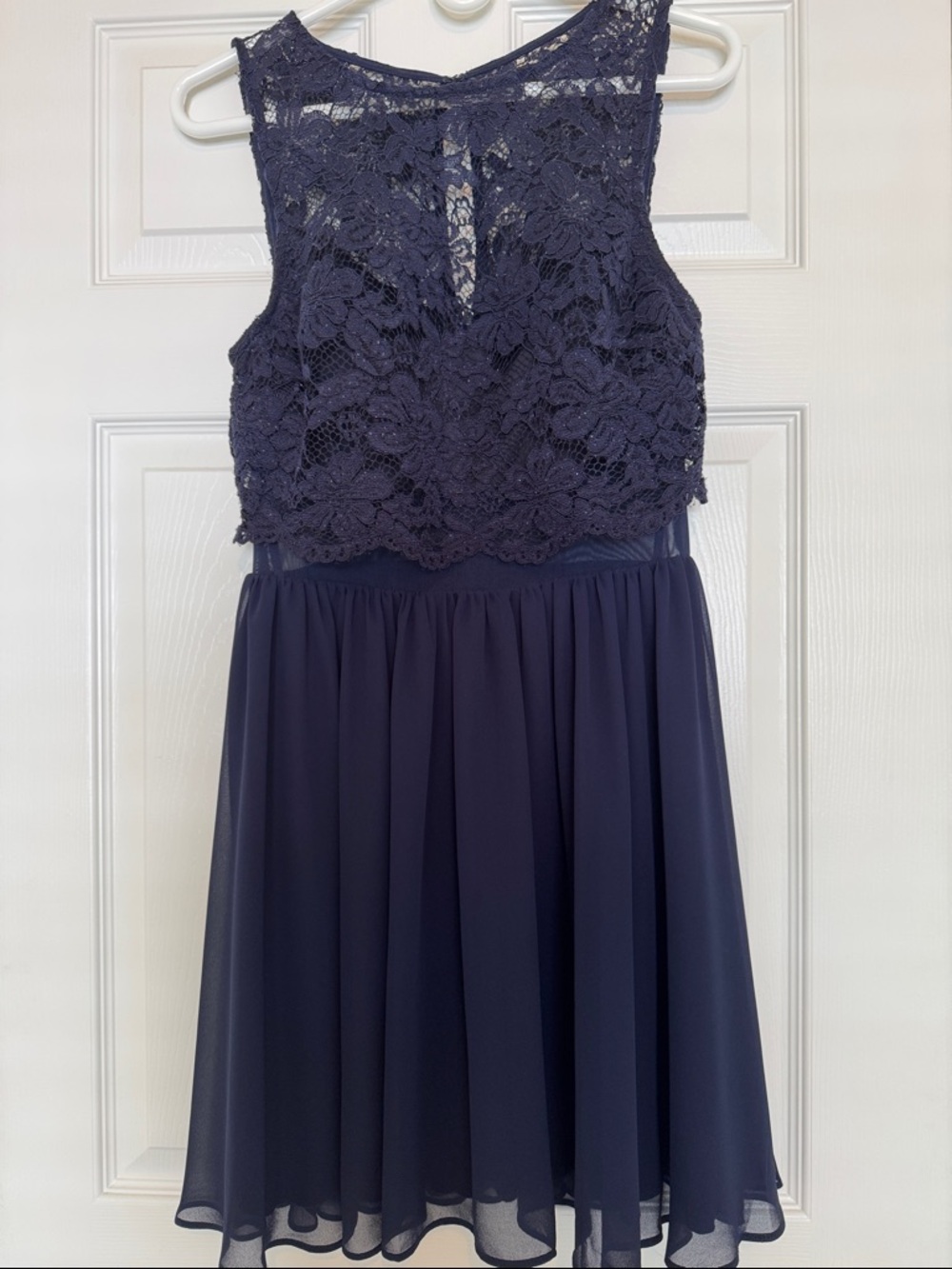 City Studio Navy Blue Lace Bodice Formal Dress